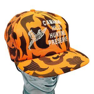 Camanche Hills Hunting Preserve Orange Camo Snapback Trucker Hat Drystone